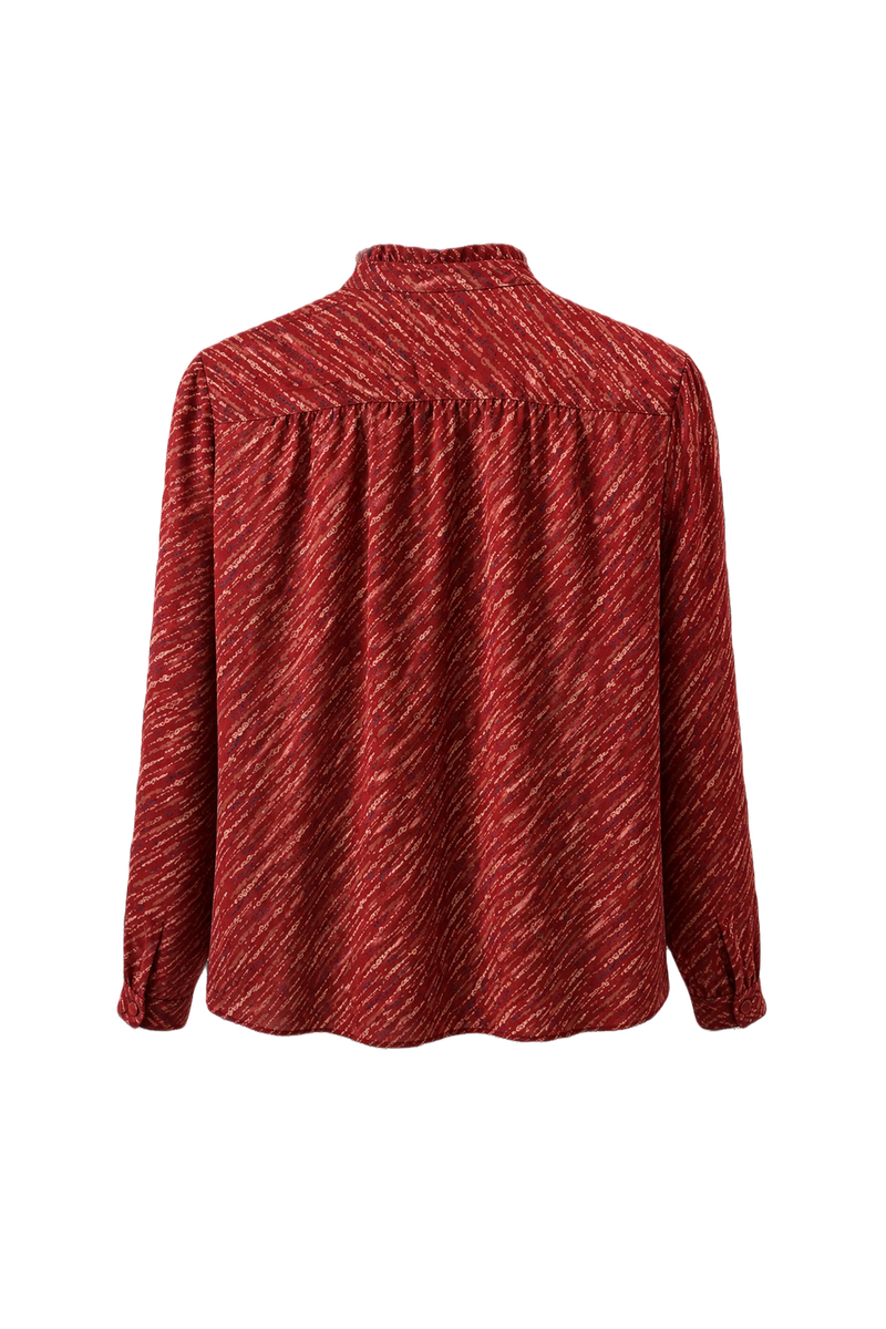 1980s Red Silk Blend Blouse - Back View