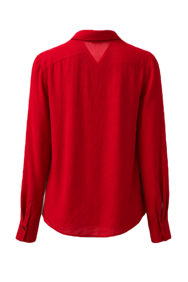 [1980s] Red Silk Blend Blouse - Back View