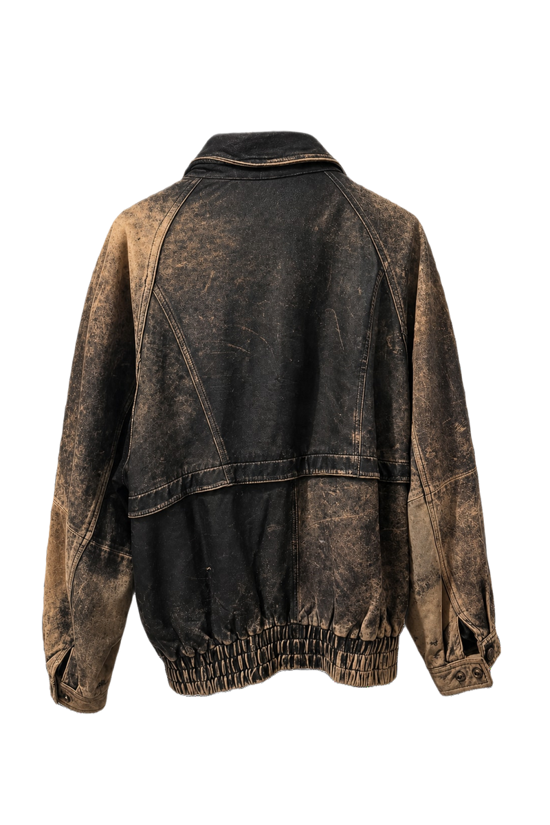 1990s Black Leather Jacket - Back View