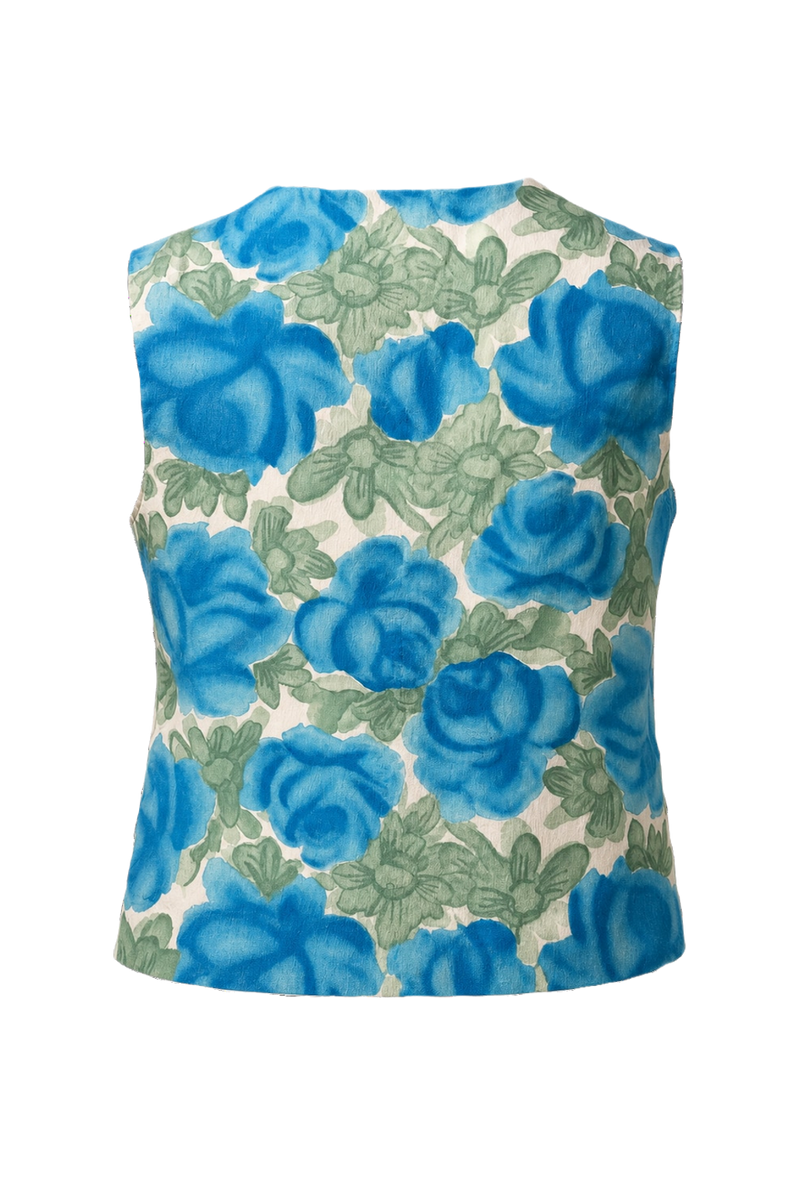 1960s Blue Cotton Blouse - Back View