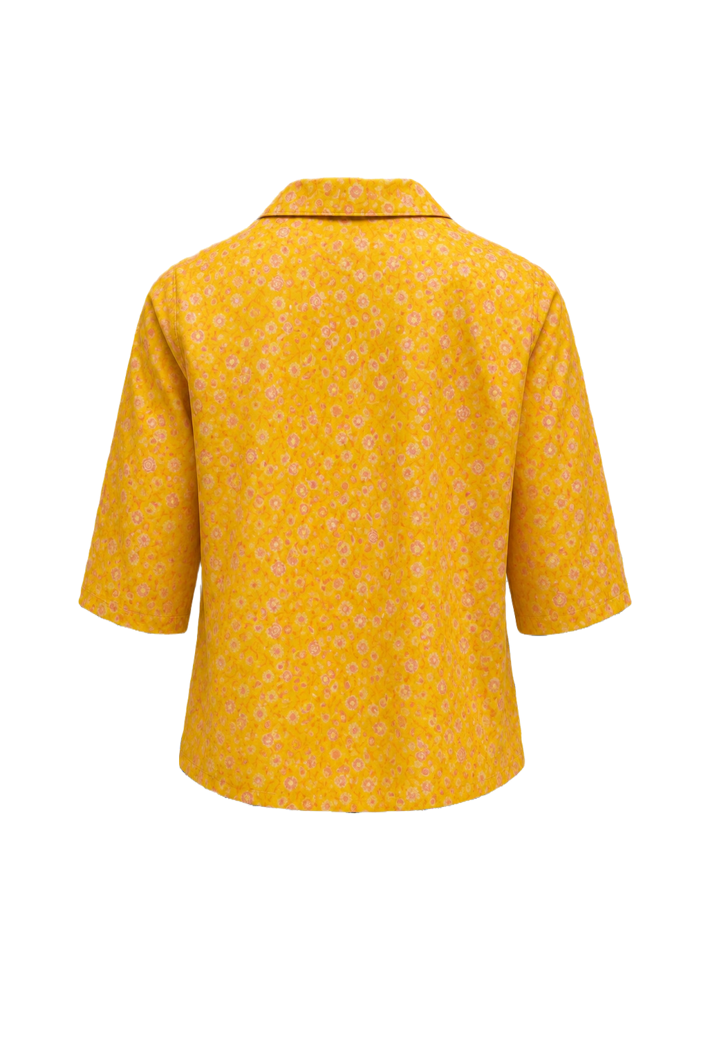 1980s Yellow Polyester Blouse - Back View