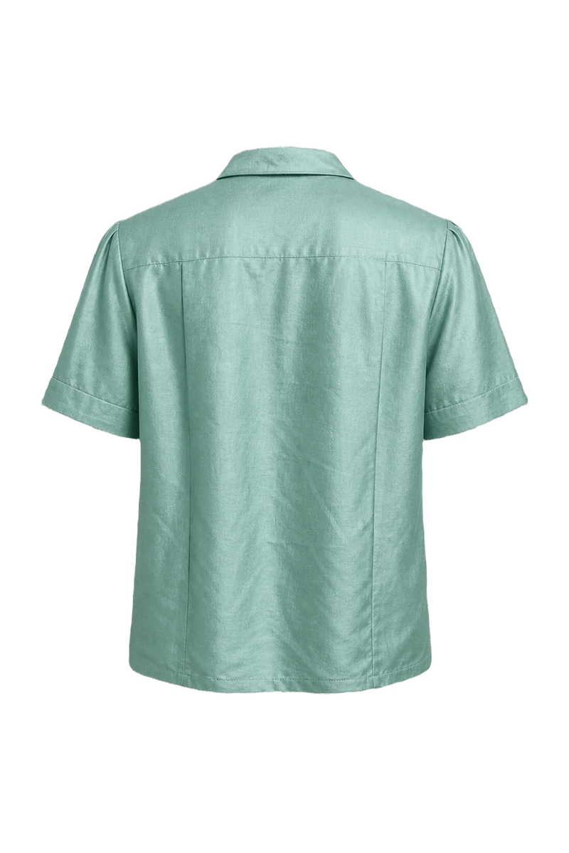 1970s Turquoise Silk Shirt - Back View