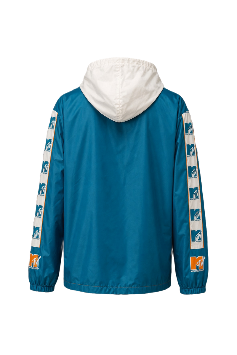 1990s Blue Nylon Windbreaker - Back View