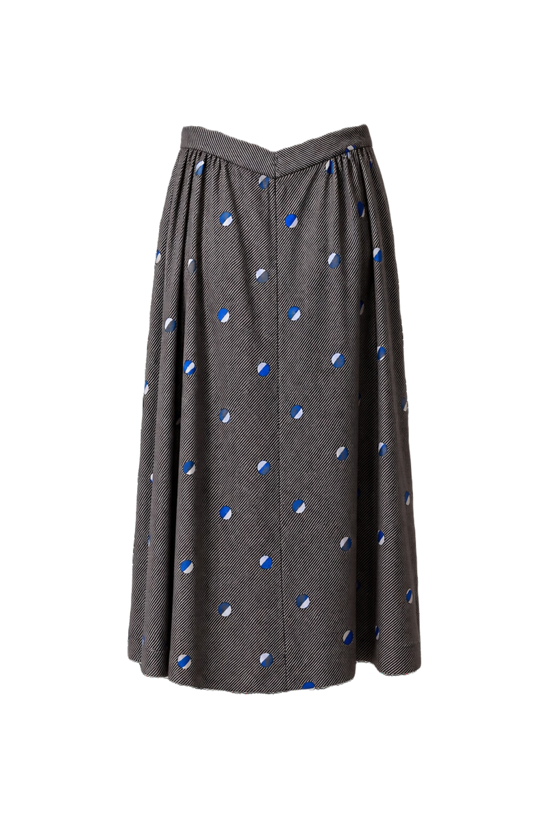 1970s Dark Gray Polyester Skirt - Back View