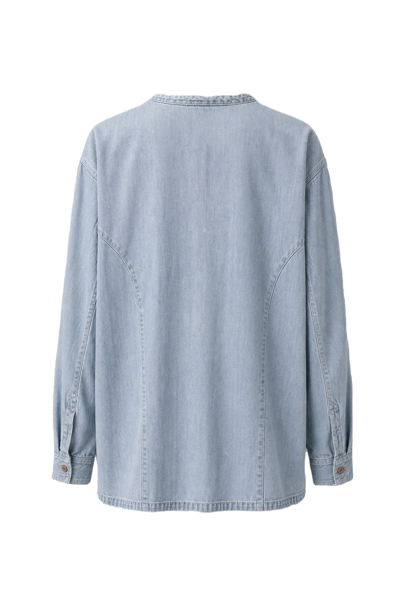 1990s Light Blue Denim Shirt - Back View