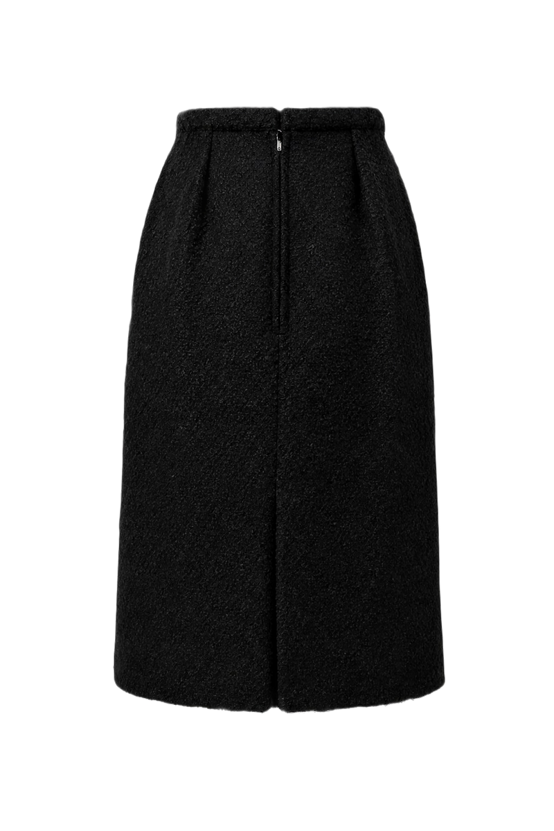 1980s Black Wool Skirt - Back View
