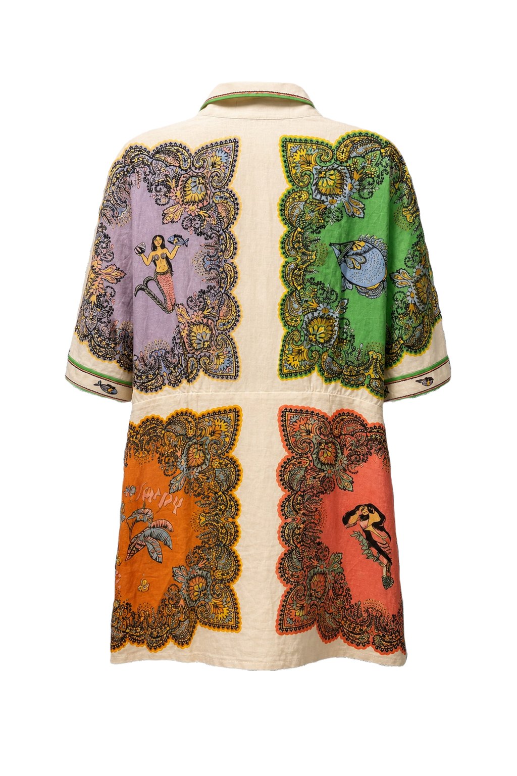 1980s Cream Cotton Shirt Dress - Back View
