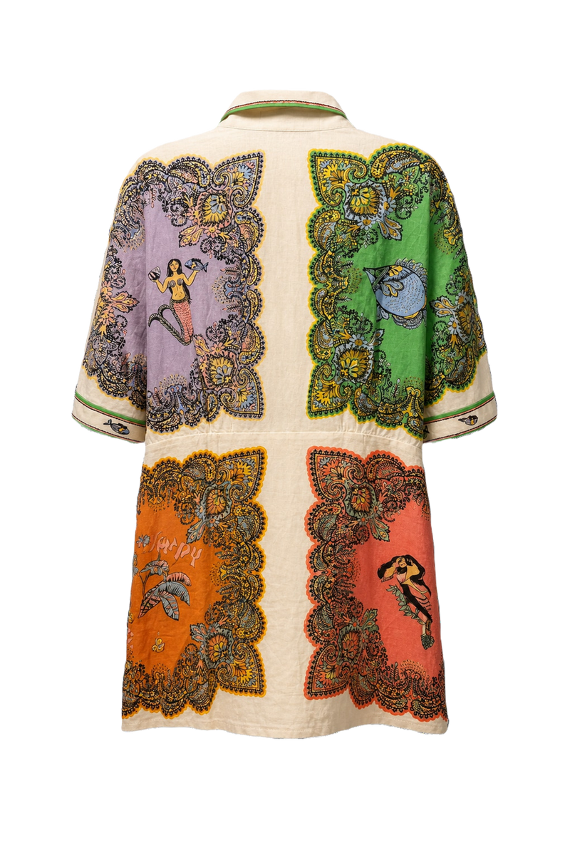 1980s Cream Cotton Shirt Dress - Back View
