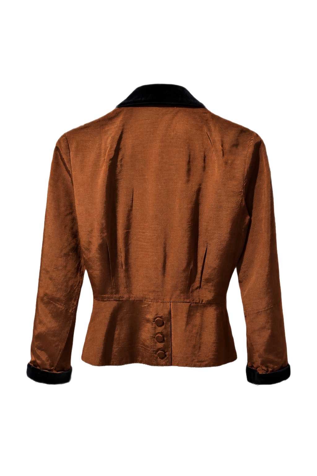 1980s Rusty Brown Silk Blouse - Back View