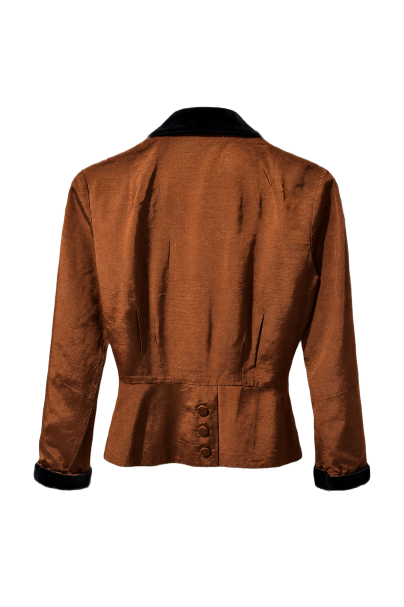 1980s Rusty Brown Silk Blouse - Back View