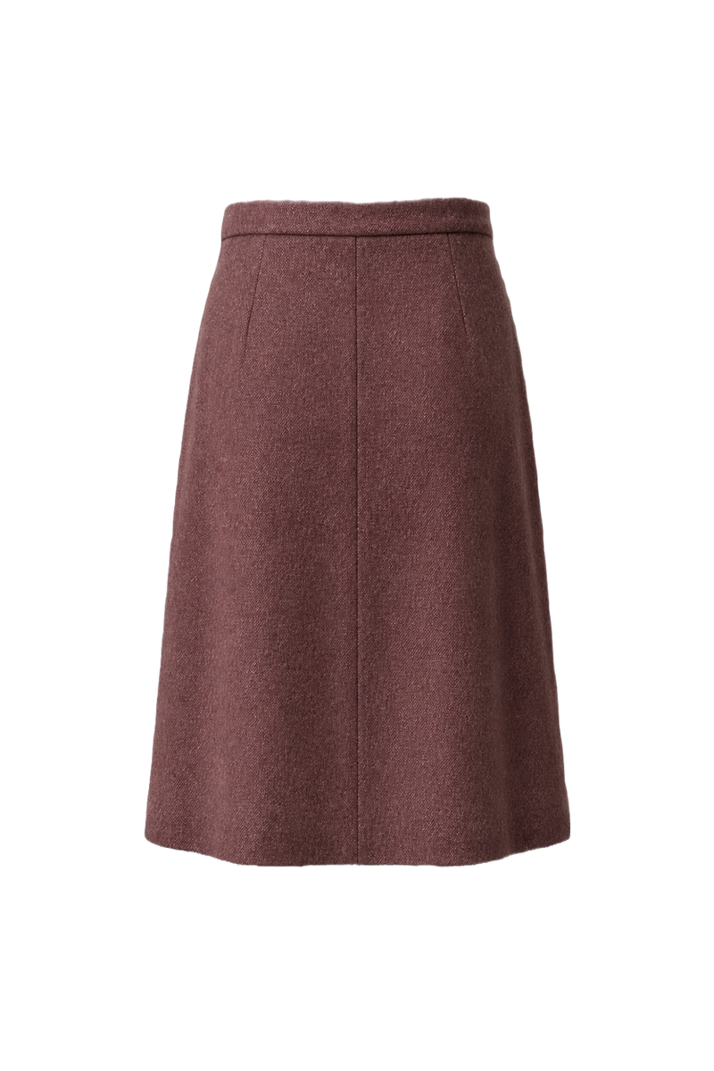 1970s Dusty Rose Pink Wool Skirt - Back View
