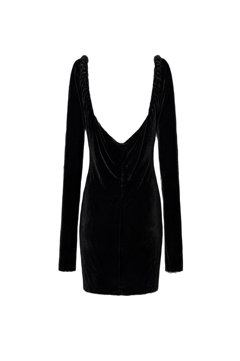 1980s Black Velvet Mini Dress - Back View