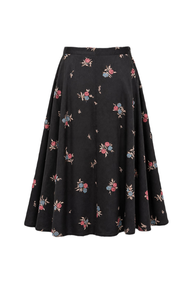 1950s Black Wool Skirt - Back View
