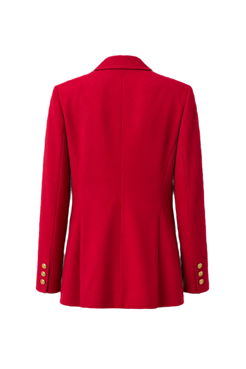 1980s Bright Red Wool Blazer - Back View