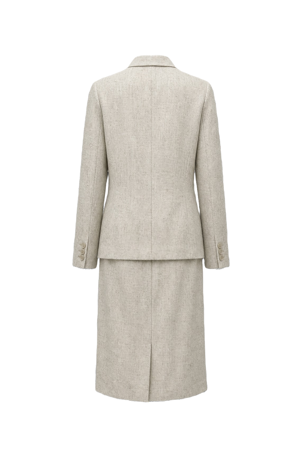 1980s Cream Wool Blazer and Skirt Set - Back View
