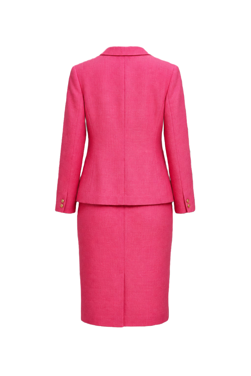 1980s Pink Wool Two-Piece Skirt Suit - Back View