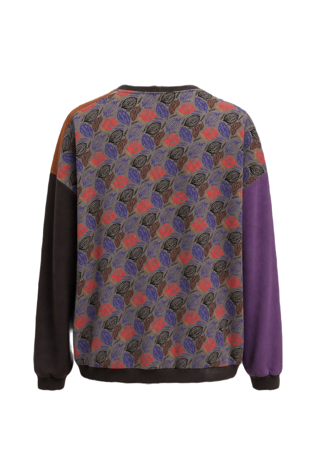 1990s Brown Cotton Color Block Cardigan - Back View