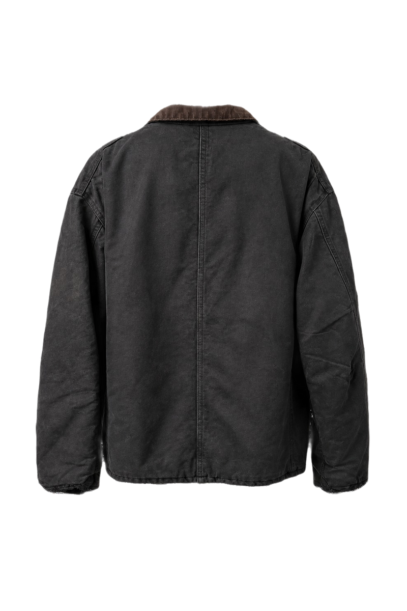 1990s Charcoal Grey Cotton Jacket - Back View
