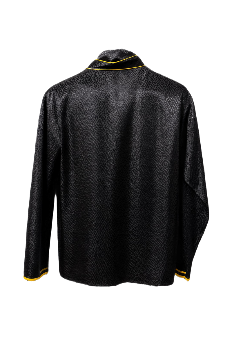 1970s Black Silk Jacket - Back View