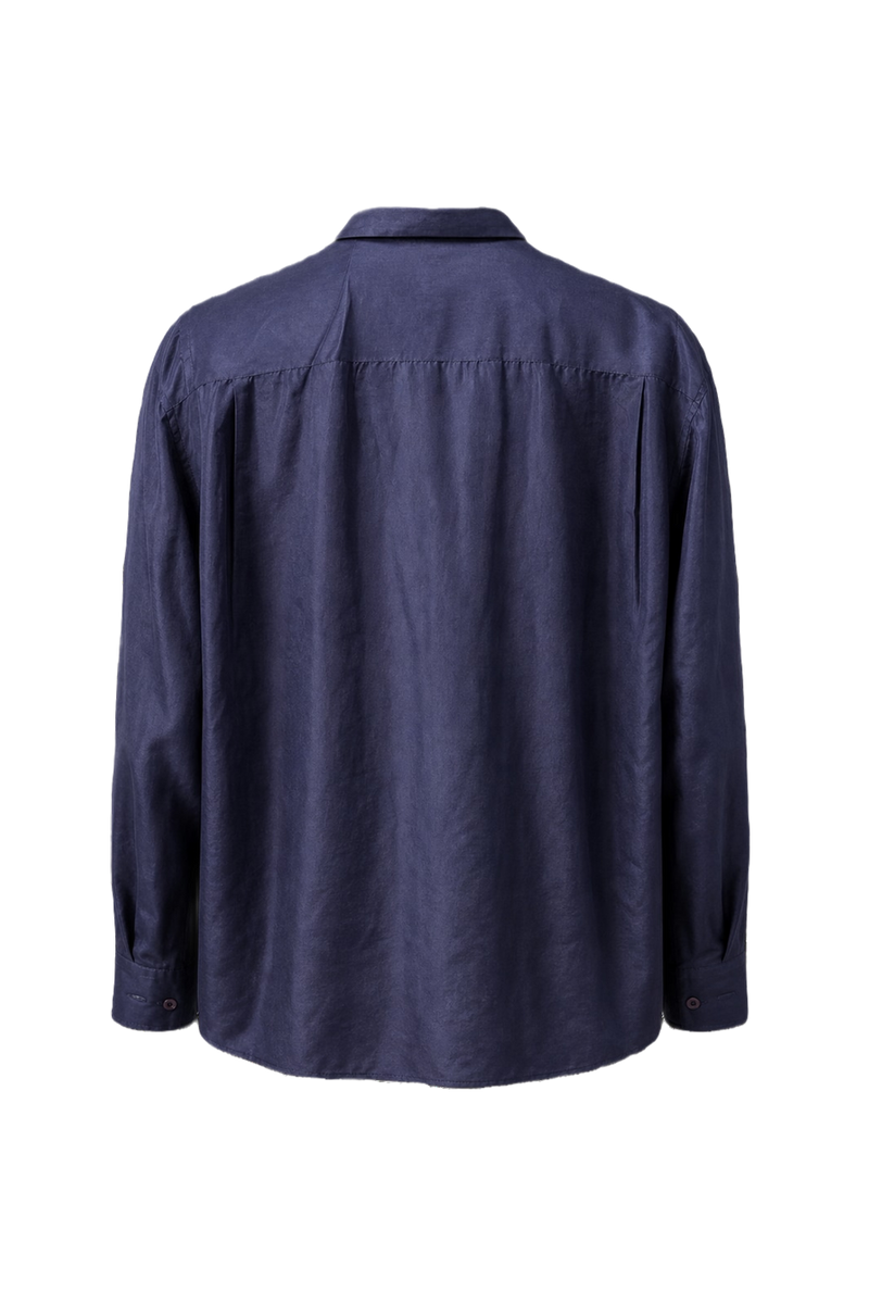 1980s Navy Blue Cotton Shirt - Back View