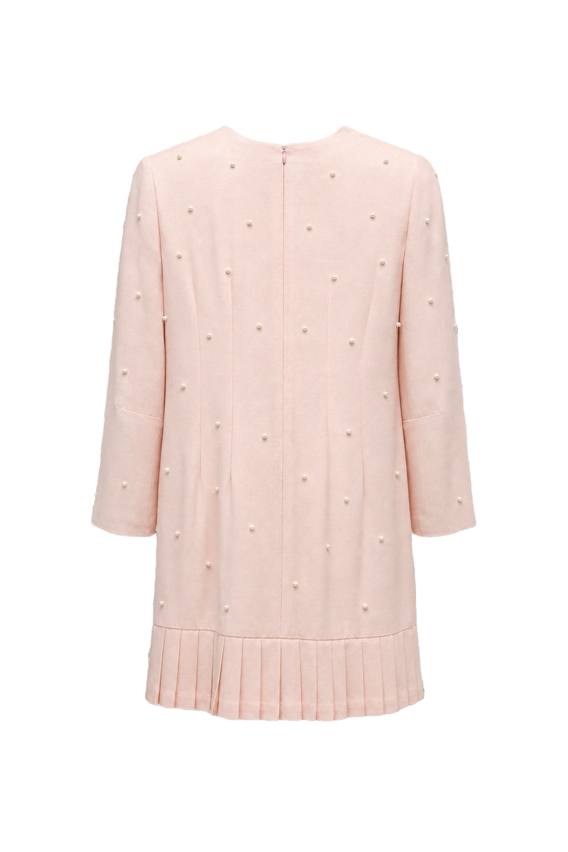 1980s Pink Polyester Shift Dress - Back View