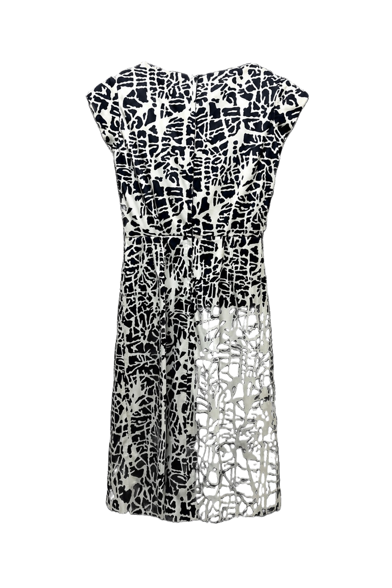 1960s Black Synthetic Dress - Back View