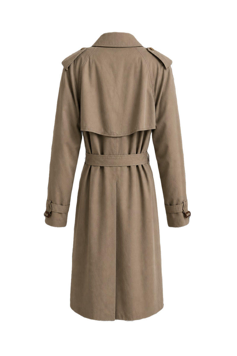 1980s Tan Cotton Trench Coat - Back View