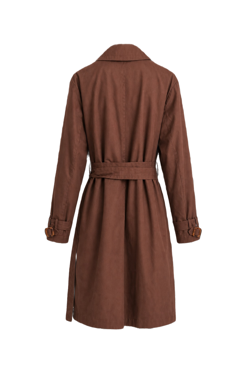 1980s Brown Cotton Trench Coat - Back View