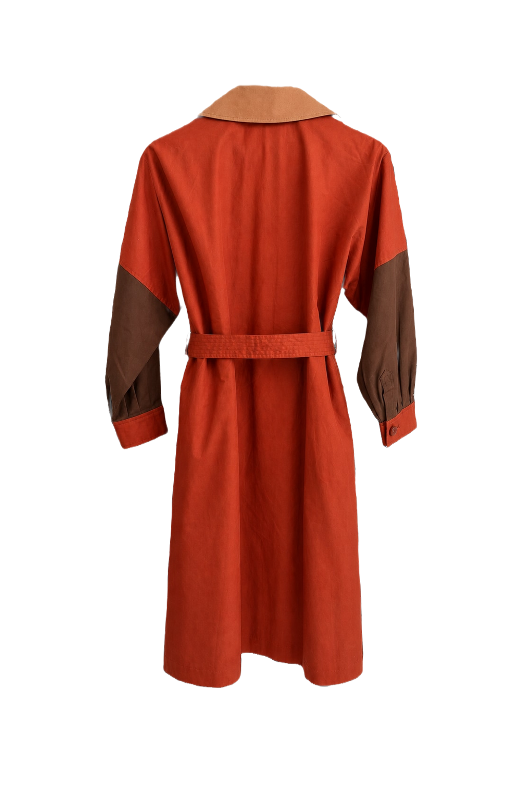 1980s Rust Cotton Trench Coat - Back View
