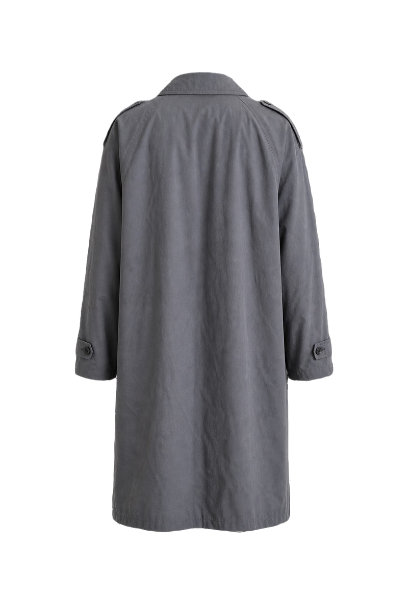 1980s Grey Cotton Trench Coat - Back View