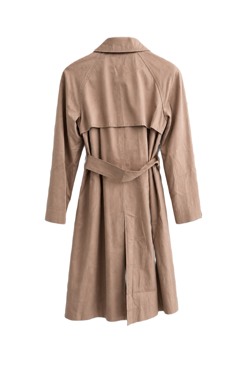 1990s Beige Cotton Blend Trench Coat - Back View