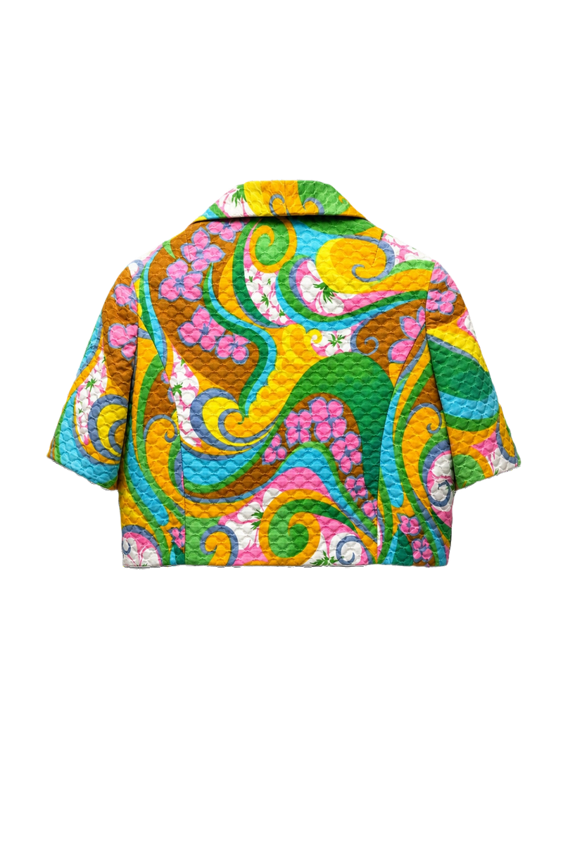 1960s Multicolor Textured Jacket - Back View