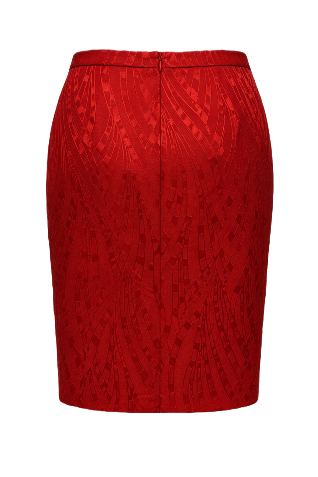 1980s Red Wool Silk Skirt - Back View