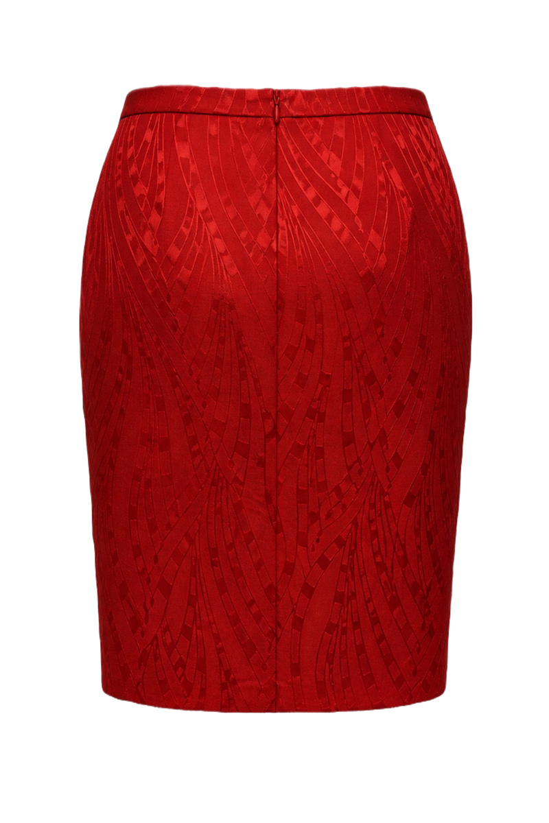 1980s Red Wool Silk Skirt - Back View