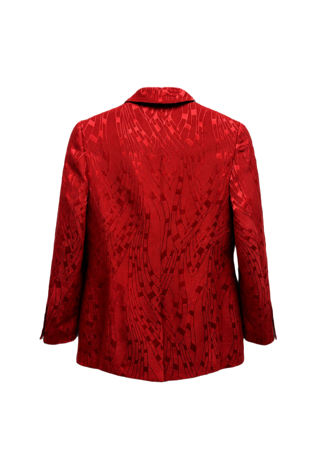 1980s Red Wool Silk Blazer - Back View