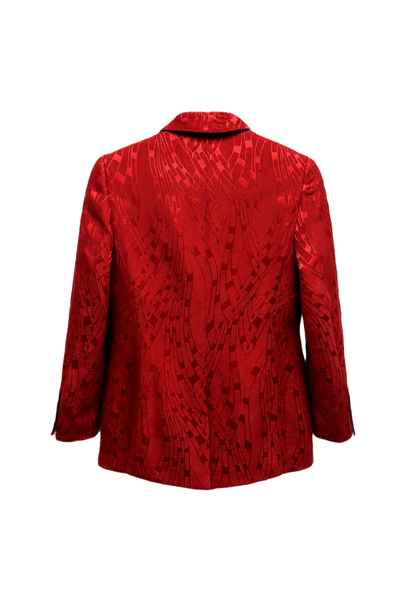1980s Red Wool Silk Blazer - Back View