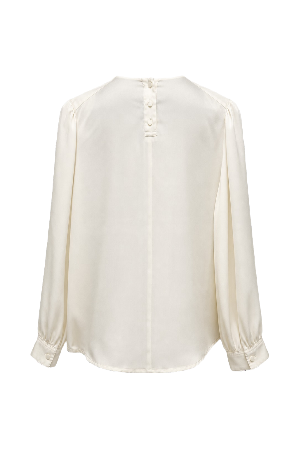 1980s Cream White Synthetic Blouse - Back View