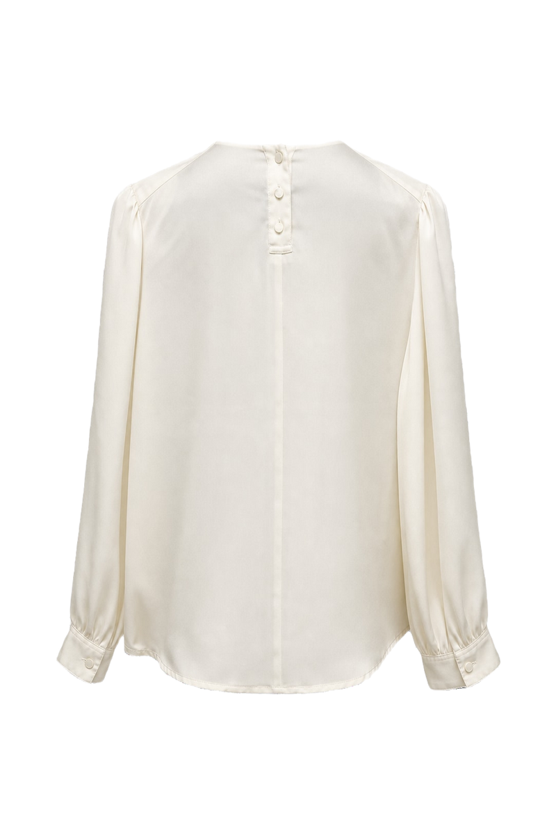 1980s Cream White Synthetic Blouse - Back View