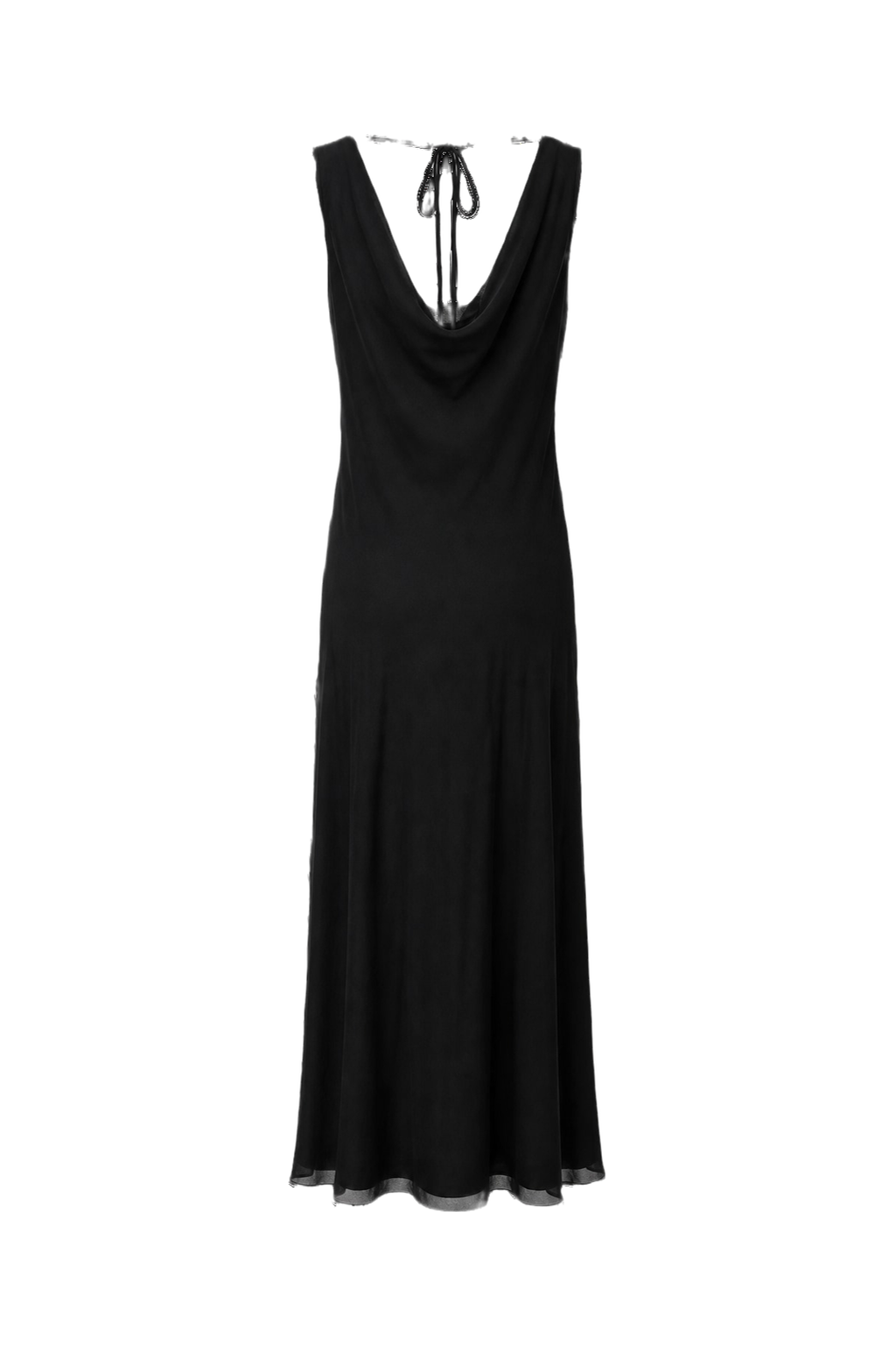 1990s Black Silk Sleeveless Dress - Back View