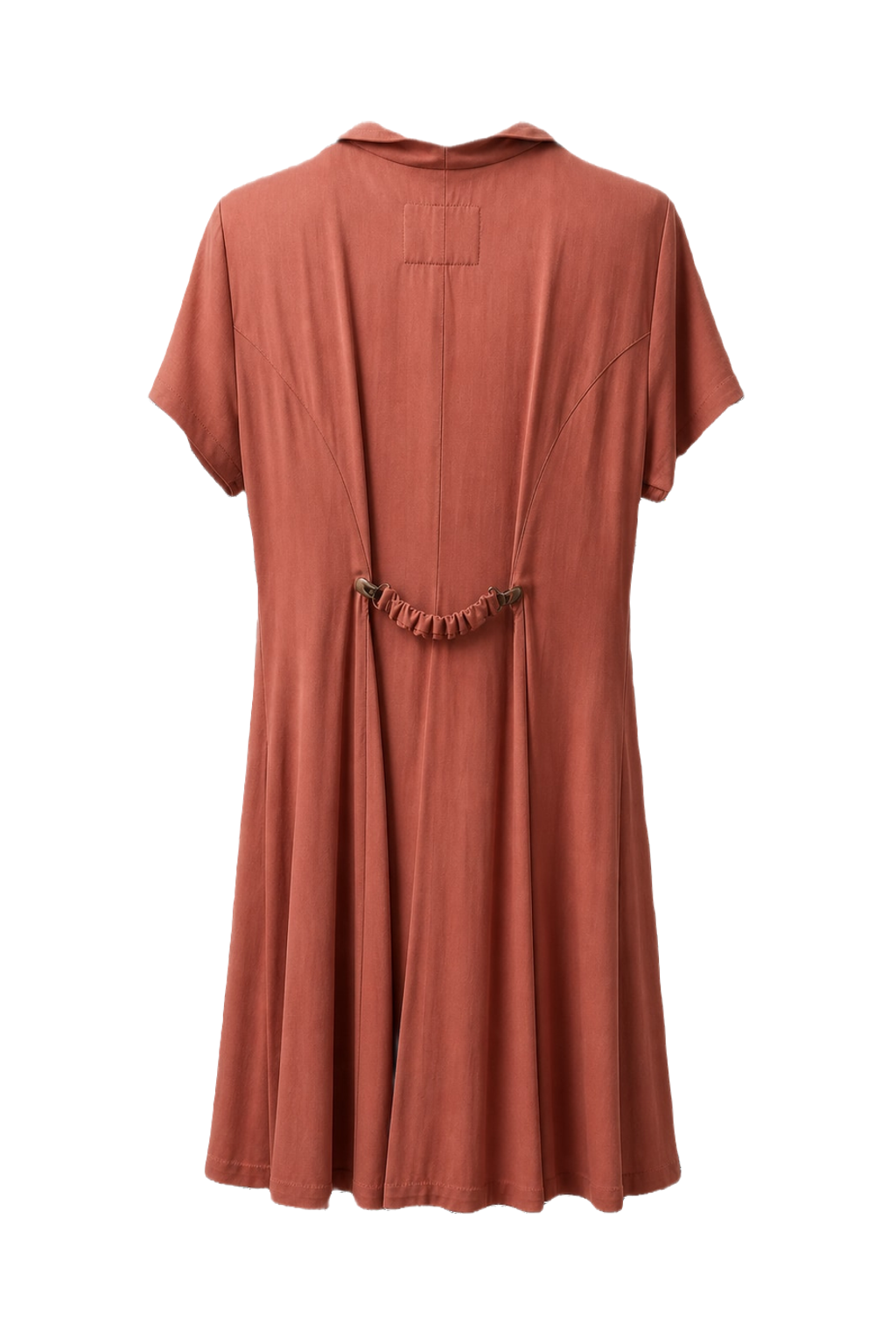 1960s Terracotta Rayon Dress - Back View