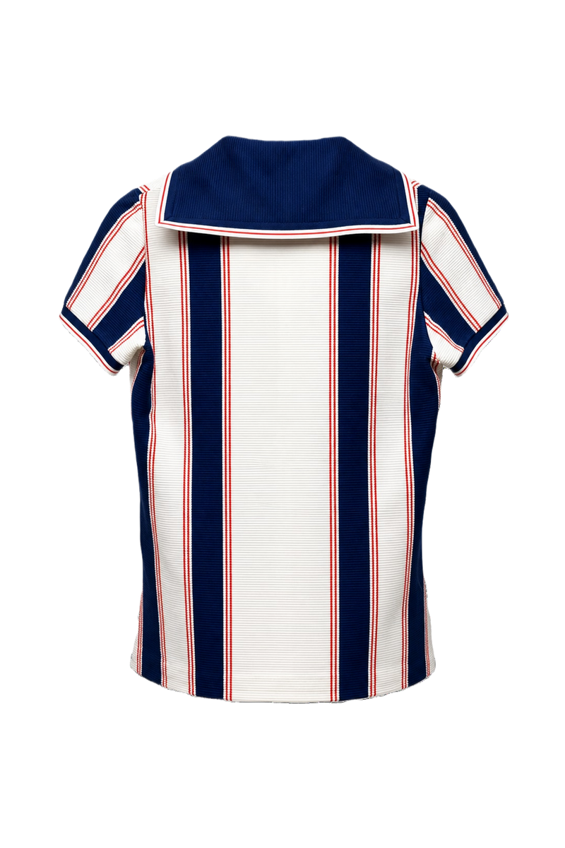 1960s Navy Blue Polyester Shirt - Back View