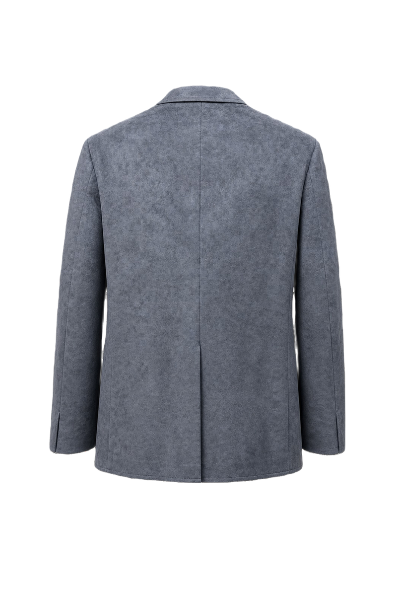 1980s Light Blue Suede Blazer - Back View
