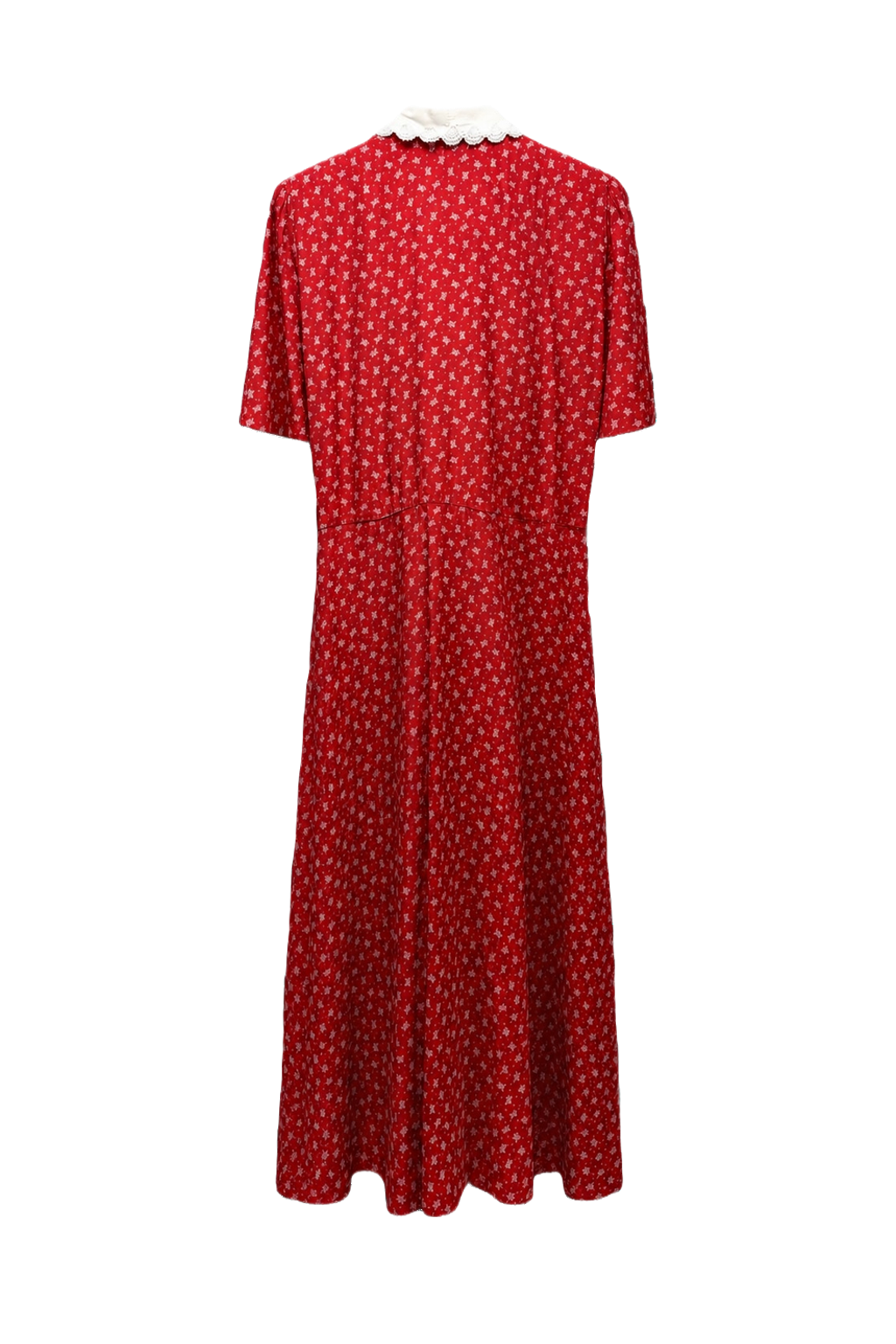 1980s Red Rayon Dress - Back View