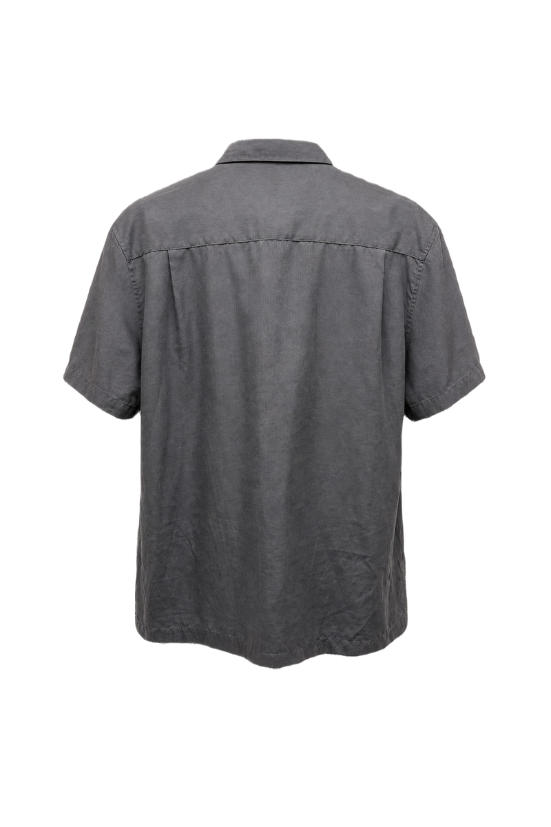 1990s Dark Grey Rayon Blend Shirt - Back View