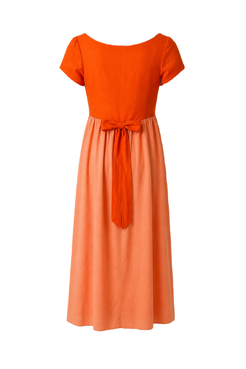 1960s Bright Orange Polyester Dress - Back View