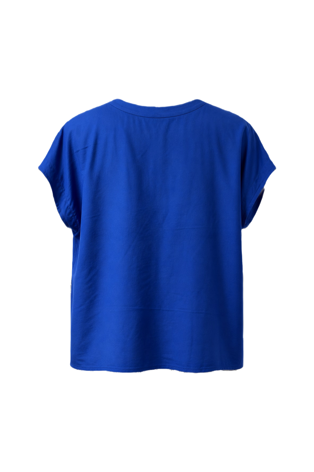 1980s Royal Blue Synthetic Blouse - Back View
