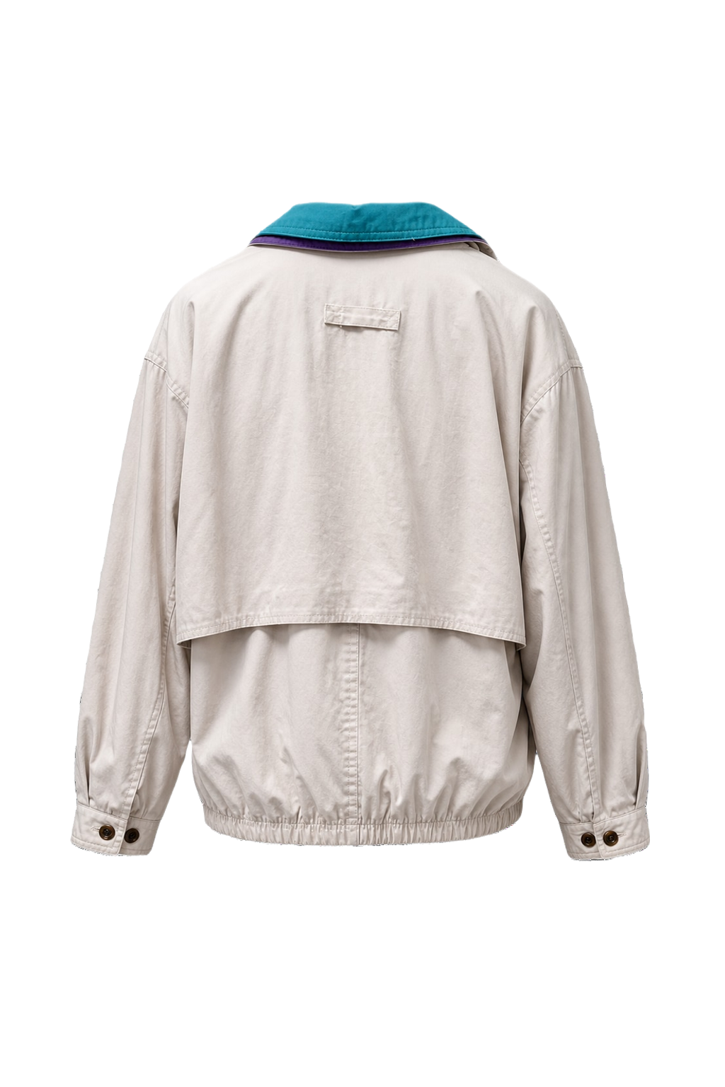 1980s Cream White Cotton Blend Windbreaker - Back View
