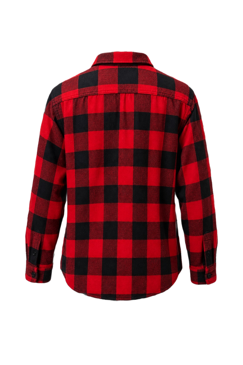 1990s Red Cotton Flannel Shirt - Back View