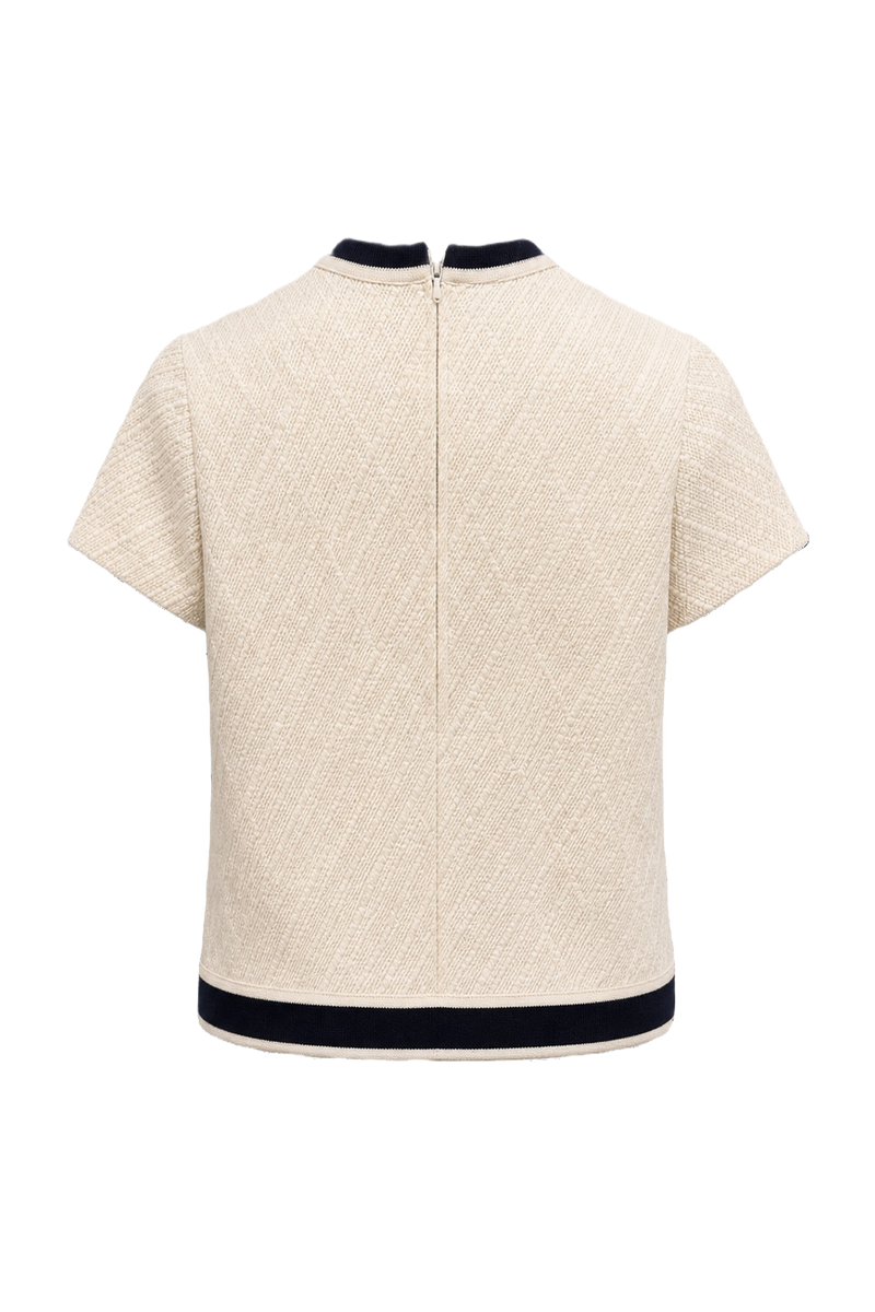 1960s Cream White Cotton Blend Blouse - Back View