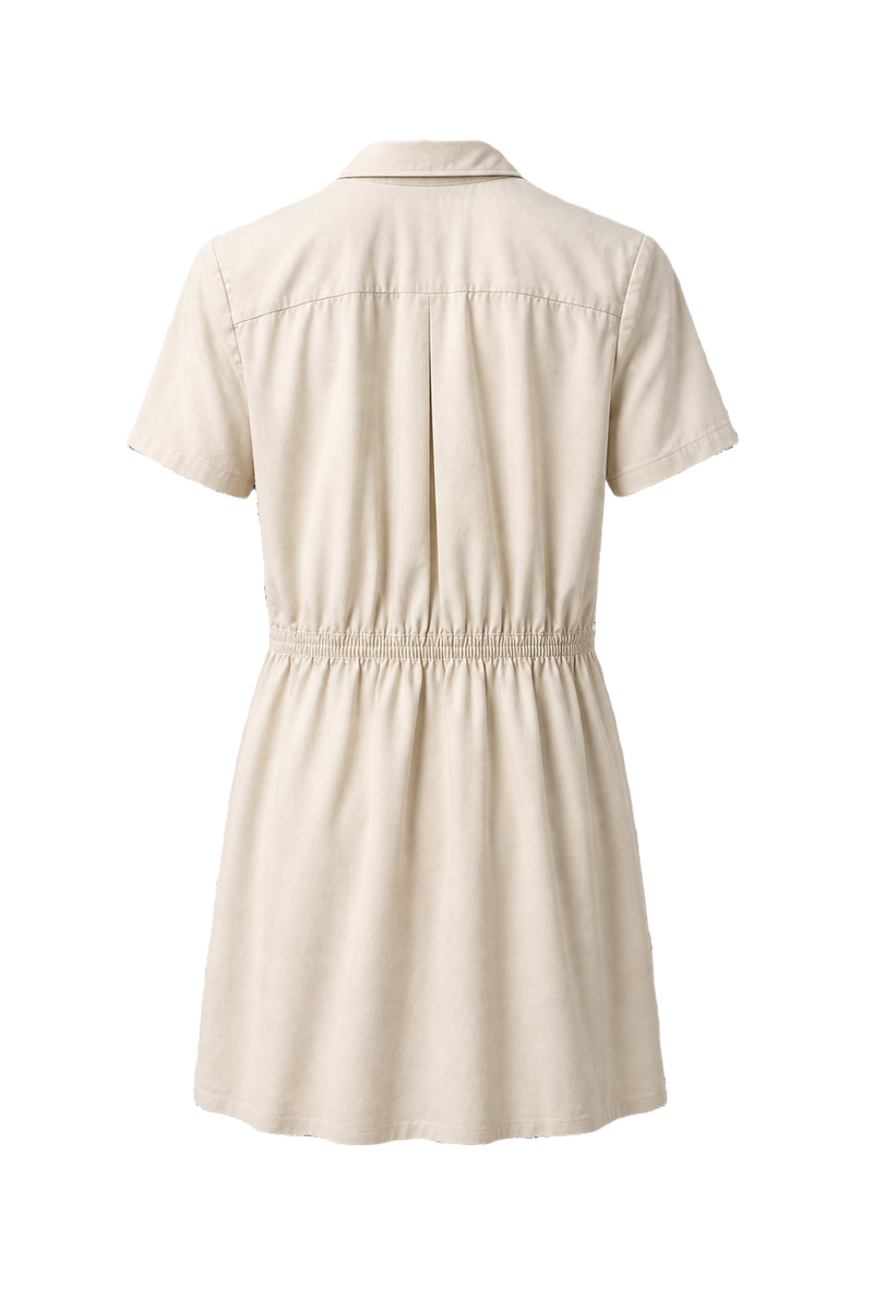 1960s Cream White Cotton Blend Dress - Back View